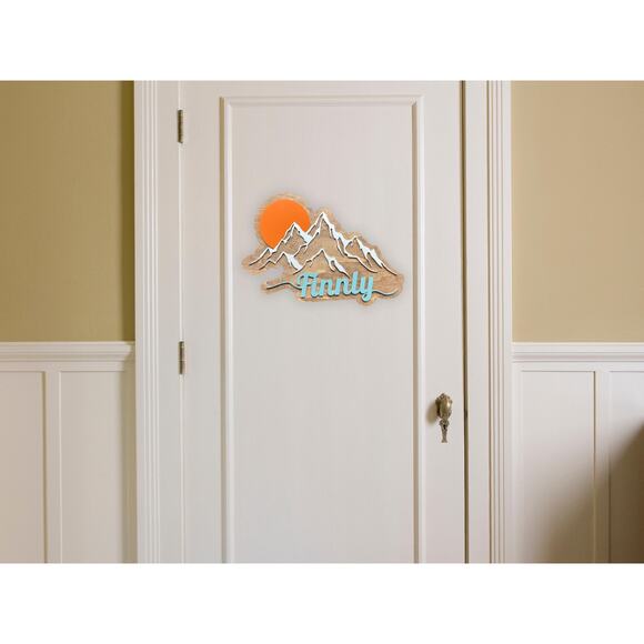 Custom Mountain Name Sign Kids Room & Nursery Wall Decor Wood Sign 16" x 11.5" - Picture 3 of 10